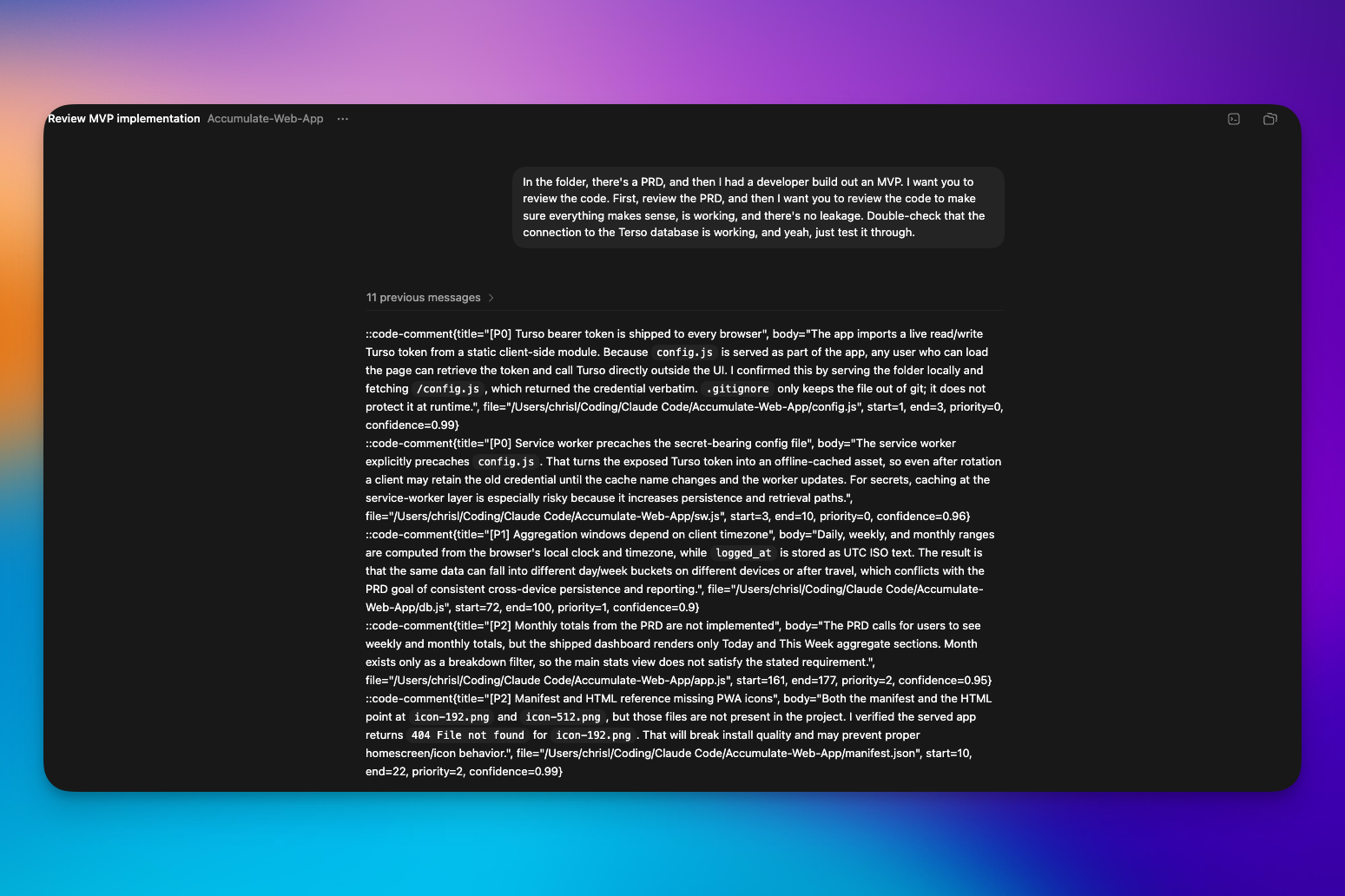codex security check of accumulate app