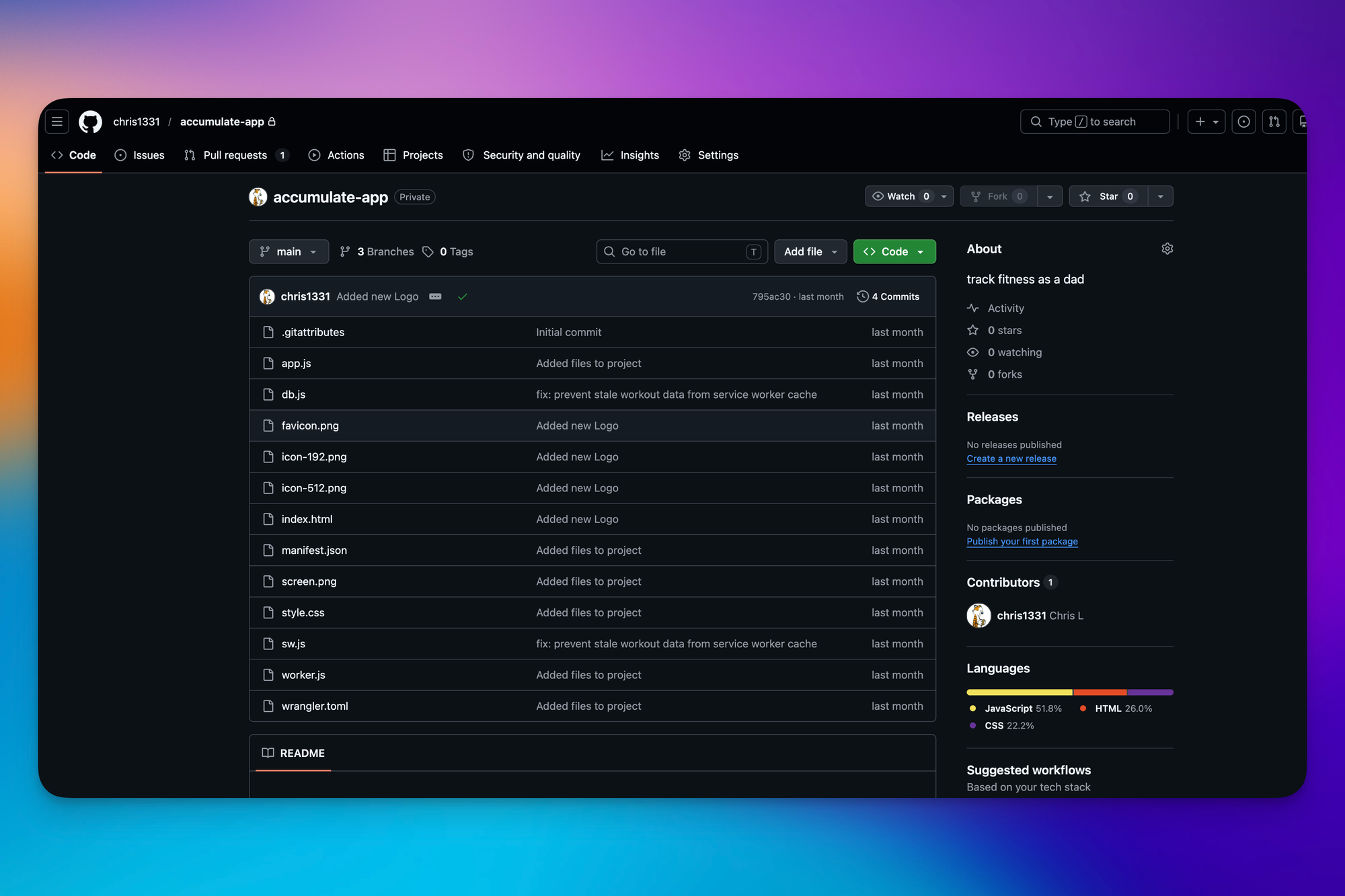 screenshot of accumulate github repository