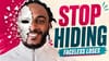 image of Chris latham with a mask half on his face next to text that reads "Stop hiding Faceless loses"